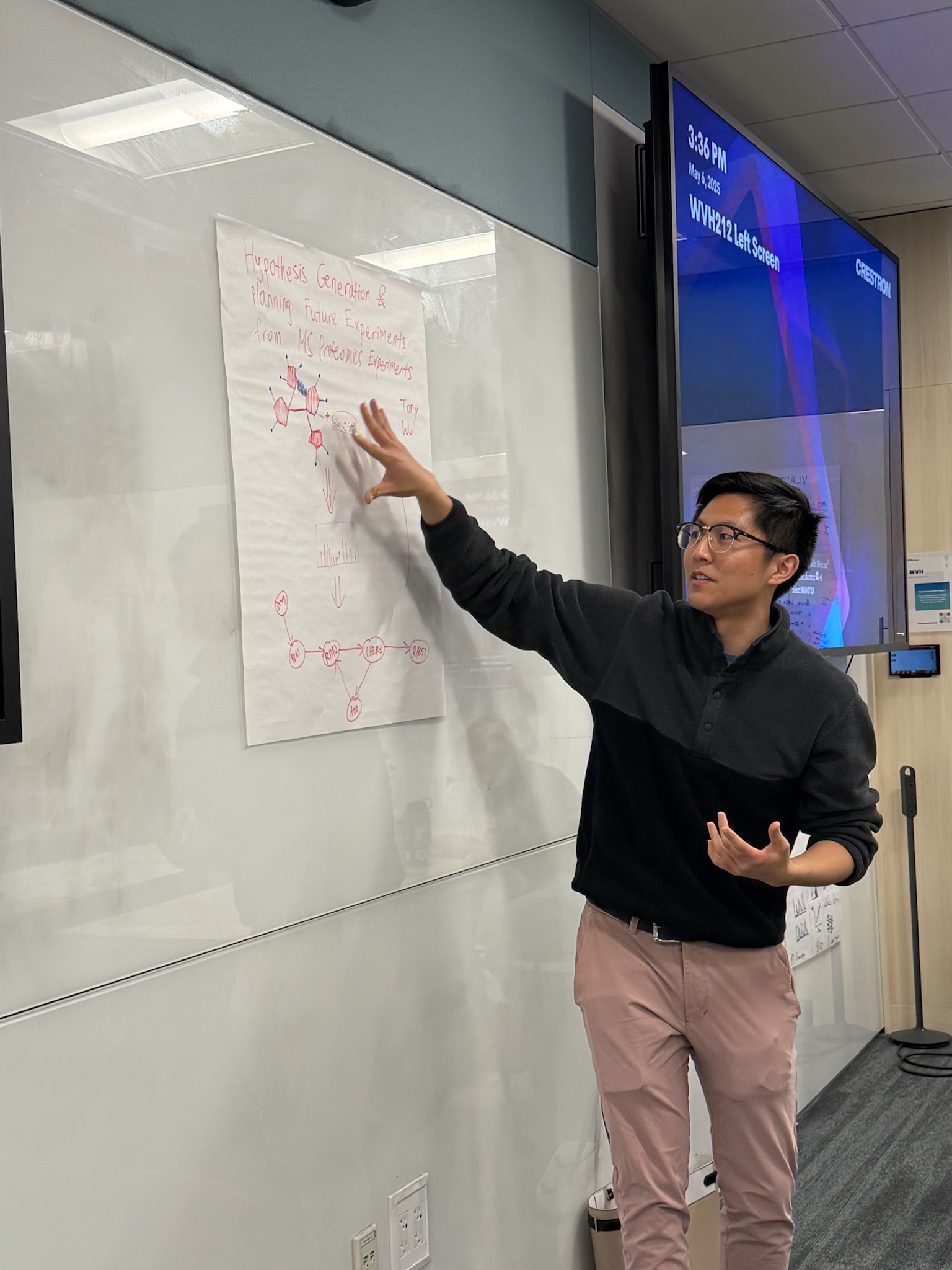 An instructor presenting research at the May Institute